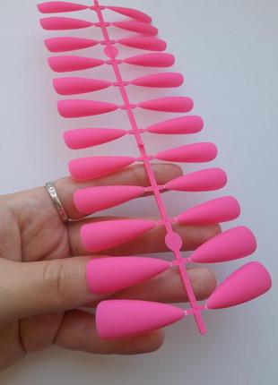 Ногти накладные розовые стилеты матовые, набор накладных ногтей 24 шт1 фото