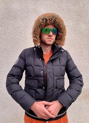 Оригинальный итальянский мужской пуховик с мехом dolomite (италия)