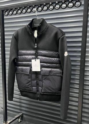 Брендовая куртка moncler, осень - весна, черная