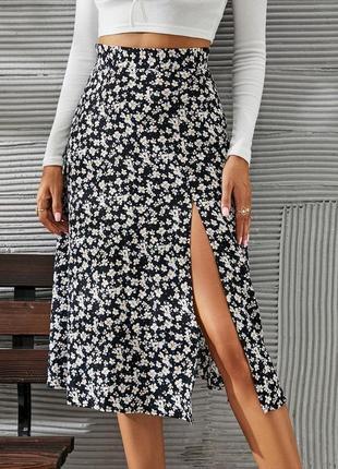 Юбка миди монреаль в цветочный принт
