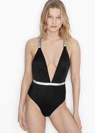 Купальник чорний суцільний victoria’s secret swim shine розмір s. вікторія сікрет