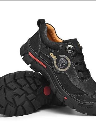 Чоловічі спортивні туфлі кросівки 42 р.(по устілці 27,5 см) чорні модні легкі кросівки натуральна шкіра дихають для чоловіків3 фото