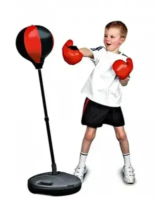 Детский боксерский набор на стойке (груша напольная с перчатками для детей) + насос