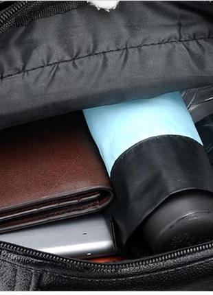 Кожаная сумка, мужская барсетка, каркасная черная сумка через плечо с ремнем 22х21х10 см, мессенджер7 фото