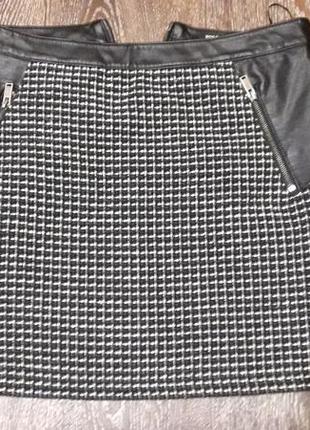 Брендовая  юбка теплая  с экокожей   вискоза  р.10 от dorothy perkins.
