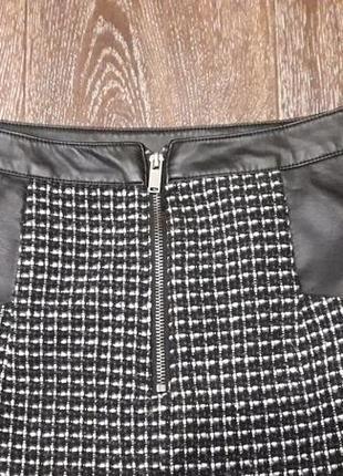 Брендовая  юбка теплая  с экокожей   вискоза  р.10 от dorothy perkins.6 фото