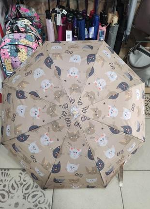 Зонт с котиками полу автомат, зонт детский раскладной4 фото
