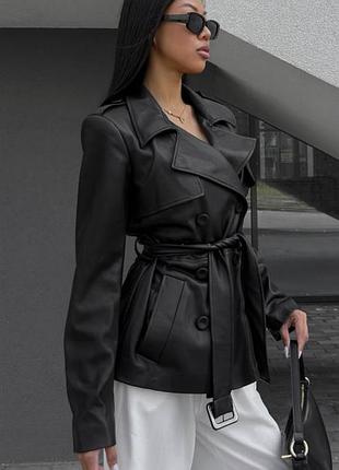 Куртка экокожа на замше черная и беж