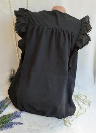 100% хлопок 🦋 блуза кокетка рукав бабочка с прошвой набивное кружево футболка туника блузочка женственная удлиненная на резинке2 фото