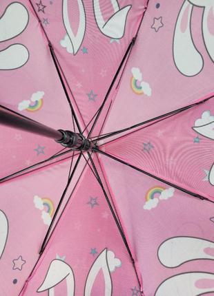 Детский розовый зонтик deluxe umbrella с полуавтоматическим открытием - для маленькой девочки8 фото