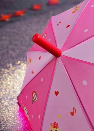 Детский розовый зонтик deluxe umbrella с полуавтоматическим открытием - для маленькой девочки4 фото
