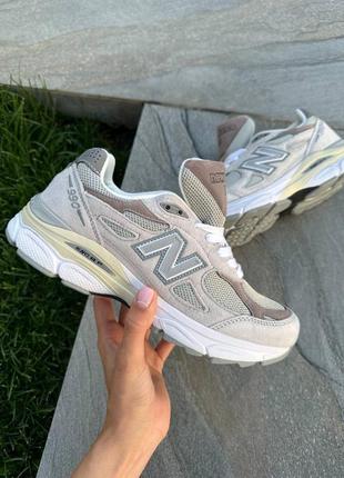 Женские кроссовки new balance 990 beige нью беланс 990