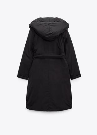 Zara -60% плащ теплый черный с капюшоном, l, xl3 фото