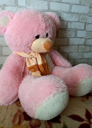 Великий рожевий м'який ведмідь пусік висота 75 см2 фото