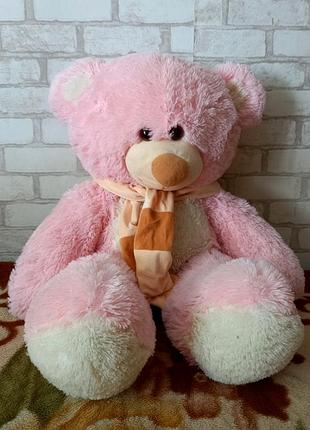 Великий рожевий м'який ведмідь пусік висота 75 см3 фото
