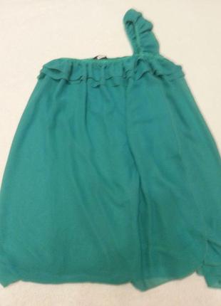 Шифоновое ,нарядное платье на одно плечо с подкладкой