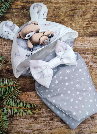 Конверт на виписку та для прогулянок із вушками бавовна, демі, зима