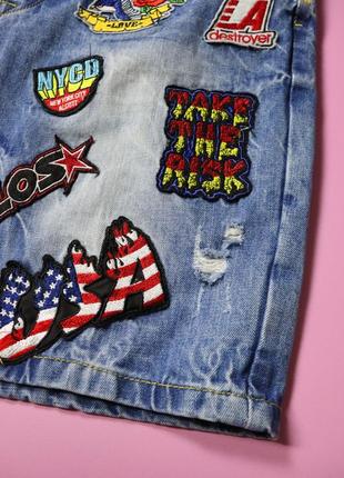 Джинсові шорти з нашивками alcott зроблені під вінтаж денім patch work vintage denim jeans levi’s stussy usa винтажные джинсовые шорты5 фото