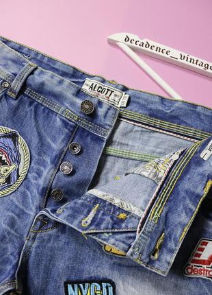 Джинсові шорти з нашивками alcott зроблені під вінтаж денім patch work vintage denim jeans levi’s stussy usa винтажные джинсовые шорты7 фото