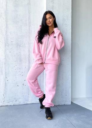 Тёплый спортивный бродяга костюм на флисе розовый зеленый голубой бежевый коричневый черный синий бирюзовый брюки штаны кофта худи рубашка