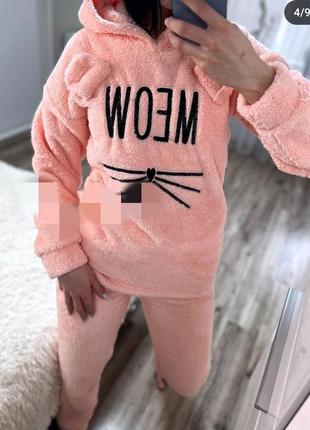 Плюшевая пижамка пижама плюш турочина мягкая пцдама махровая пижамка с капюшоном