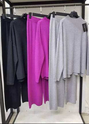 Женский теплый костюм, связанный костюм, вязаный костюм, прогулочный костюм, прогулочный костюм, прогулочный костюм, трикотажный костюмчик, элегантный,брючный костюм