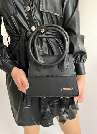 Жіноча сумка з еко-шкіри jacquemus le chiquito noeud black молодіжна, брендова сумка-клатч маленька через плече2 фото