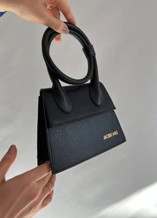 Женская сумка из эко-кожи jacquemus le chiquito noeud black молодежная, брендовая сумка-клатч маленькая через8 фото