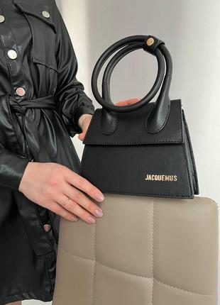 Жіноча сумка з еко-шкіри jacquemus le chiquito noeud black молодіжна, брендова сумка-клатч маленька через плече10 фото