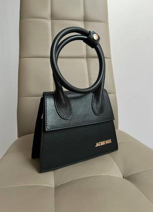 Жіноча сумка з еко-шкіри jacquemus le chiquito noeud black молодіжна, брендова сумка-клатч маленька через плече6 фото