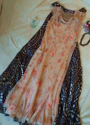 Изысканное пастельное шелковое платье в розы,46-54разм.4 фото