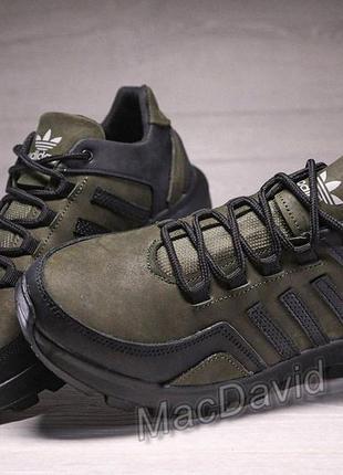 Кожаные мужские кроссовки adidas gore-tex olive