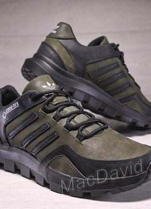 Кожаные мужские кроссовки adidas gore-tex olive2 фото