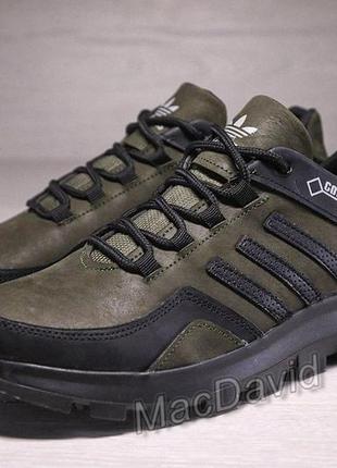 Кожаные мужские кроссовки adidas gore-tex olive5 фото