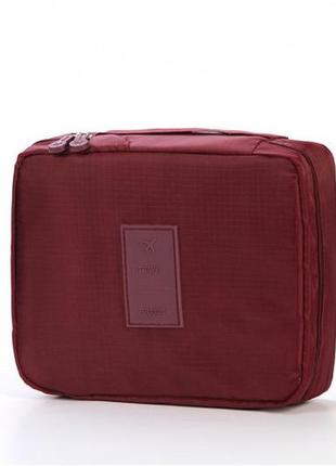 Косметичка органайзер бордовая складана водопроникна на молнии, сумка для косметики( 0003 )