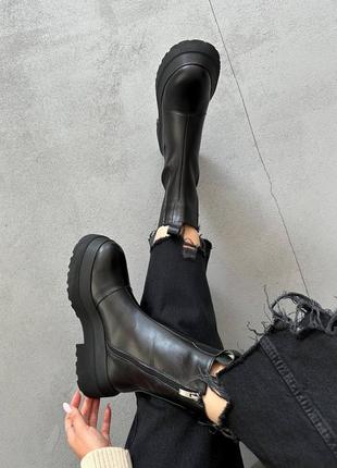Женские стильные черные челси на платформе6 фото