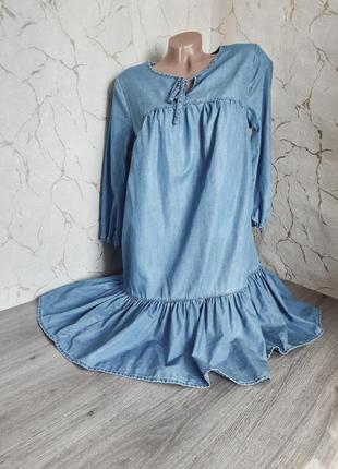 Плаття міді блакитне джинс 46 р1 фото