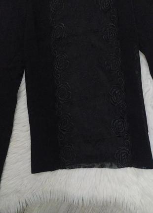 Женская блуза сетка чёрная с кружевом kikiriki размер s4 фото