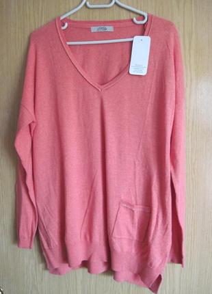 Новый розовый стрейч. пуловер "ncdg cjllection"  l  коттон 99%