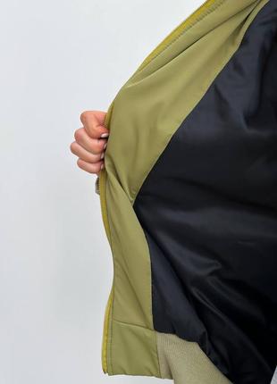 Бомбер куртка оливковый утепленный зимний3 фото