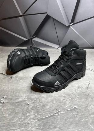Топовые качественные черные ботинки/кроссовки зимние,кожа+мех, кожаные/кожа-мужская обувь на зиму2 фото