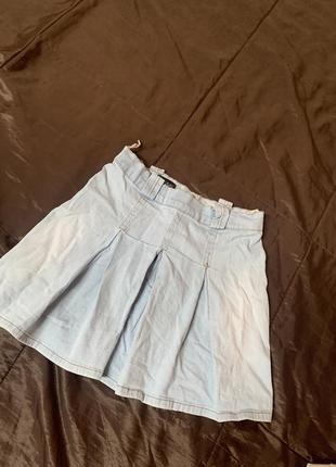 Джинсова спідниця юбка міні тенісна зі складками спідниця міні міді кластчна біла брендова zara