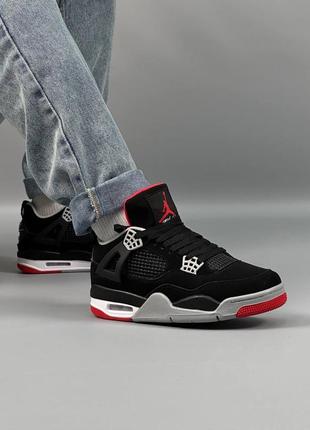 Стильні ядові кросівки nike air jordan 4 retro bred