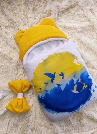 Конверт на виписку конверт спальник тепла плащова тканина з принтом