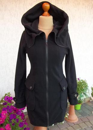 ( 44 / 46 р ) флисовая кофта кардиган женская свитер с капюшоном на молнии б / у