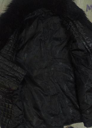 Женская чёрная стеганная куртка с меховым воротником fushi размер m9 фото
