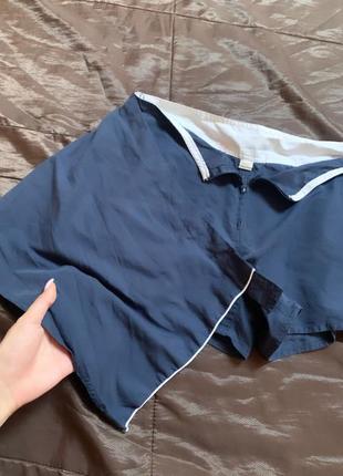 Юбка шорты теннисная юбка с шортами синяя брендовая nike белая1 фото