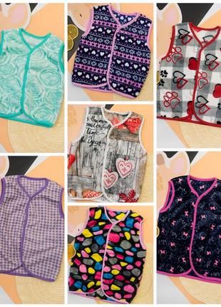 Теплая махровая жилетка в сердечки, микки, мягкая теплая жилетка жилет, махровая теплая жилетка
