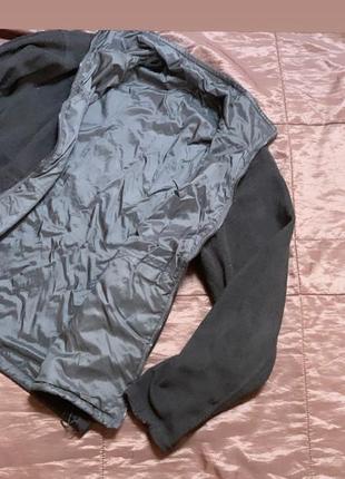 Черная флисовая куртка бомбер ветровка оверсайз теплая осенняя куртка4 фото