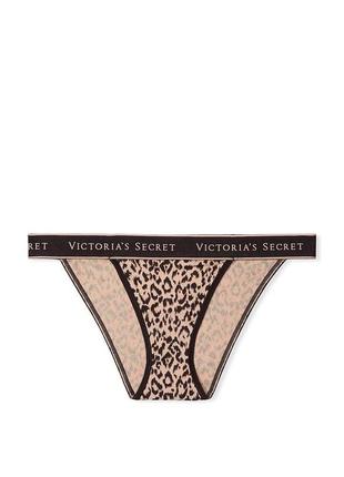 Трусики victoria's secret танга леопард (xs, s, m) / logo cotton tanga panty